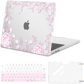 MOSISO Compatible with MacBook Air 13 inch Case 2025 2024 2023 2022 M4 A3240 M3 A3113 M2 A2681, Plastic Hard Shell&Keyboard Cover&Screen Protector for MacBook Air 13.6 inch Case, Pink Tiny Flowers