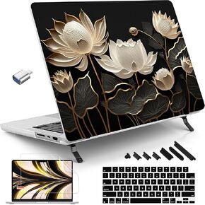 Tuiklol for M4 MacBook Pro 14 Inch Case 2024 2023 2022 2021 Model A3112 A3401 A3185/A2918 A2992 M3/A2779 M2/A2442 M1/Pro/Max Chip ، حافظة قشرة صلبة مع شاشة Big Flower
