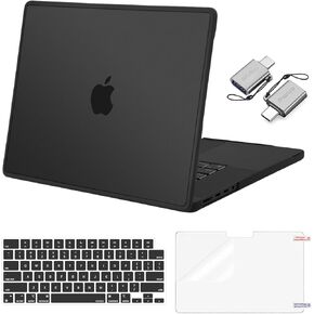 MOSISO Compatible with MacBook Pro 16 inch Case 2025 2024 2023 2022 2021 M4 M3 M2 M1 A3403 A3186 A2991 A2780 A2485, Soft TPU Frame Bumper Plastic Hard Case&Keyboard Skin&Screen Film&Type C, Black