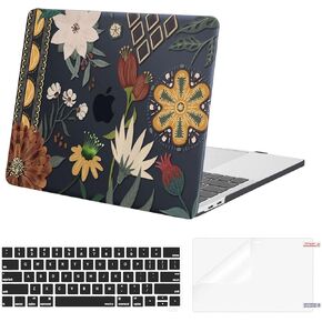 MOSISO Compatible with MacBook Pro 13 inch Case M2 2025, 2024, 2023-2016 A2338 M1 A2251 A2289 A2159 A1989 A1708 A1706, Plastic Hard Shell Case&Keyboard Cover&Screen Protector, Vintage Blossom Flowers