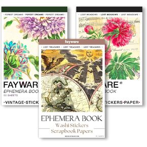 فتيميرا للمجلات غير المرغوب فيها - 1278 ملصقات Washi للدوار و 60 ورقة سجل القصاصات - 3 كتب ملصقات للبالغين
