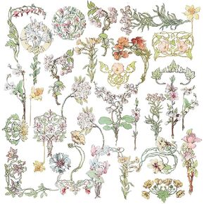 ملصقات Vintage Vellum Ploral Plants Elements Scrapbooking Flowers Flowers Natural Natural Paper Paper Self-Defive-junk-junk-junk-junk (shicing rose)