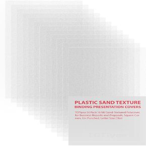 Totiyea 50 Pack 16 Mil Poly Binding Covers ، أغطية عرض ملزمة نسيج الرمل ، زوايا مربعة ، غير محصورة (8.5 × 11 بوصة ، حجم الرسالة ، واضح)