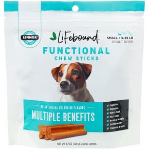 Lifebound Functional Chew Sticks for Dogs | for Small Dogs 5-25 LBS | Formulated to Support a Healthy & Active Lifestyle, Dental Treats That Freshen Breath | 5.7 Ounces - 24 Chews