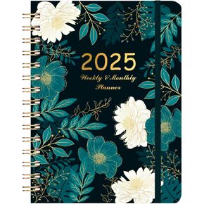 2025 Planner – Weekly ＆ Monthly Planner 2025, Jan. 2025 – Dec. 2025, 6.1" x 8.5" (A5 Size) with Tabs, Flexible Hardcover, Thick Paper, Strong Twin-Wire Binding, Back Pocket, Inspirational Quotes ＆ Notes