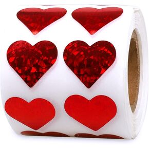 1000 pcs ملصقات القلب الحمراء الحمراء لفة ، 0.75 "بريق صغير قلوب ملصق للأطفال الاستخدام لزخارف الحب يوم عيد الحب ، والمخططات الجوائز ، وحرف اليقظة.