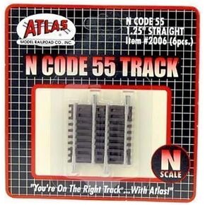 N Code 55 Nickel Silver 1.25" Straight Track (6) Atlas Trains