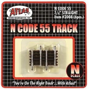 N Code 55 Nickel Silver .75" Straight Track (6) Atlas Trains
