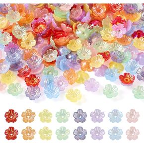 cheriswelry 280pcs caps acrylic bead caps 5 petal flower bead caps colorfull floral exples ex caps 10x4mm for bracelet arklace necklace making diy supplies