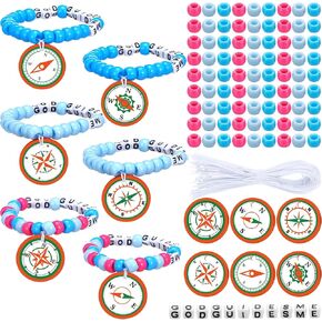 Yaomiao 24 مجموعات التركيز على God Deed Deed Bead Wristband Craft Kit DIY Bead Craft Kit Enlarge in VBS Tharms for School School Christian Bible Gifts Making