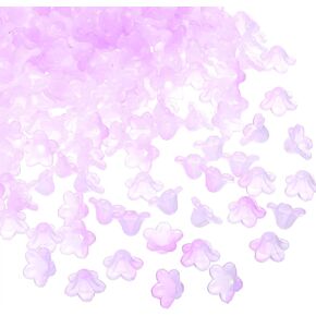 Patikil 0.3x0.5 حبات زهرة متجمدة ، 300 بكسل حبات زهرة البوق الأكريليك للأساور والأقراط والقلائد وصنع المجوهرات وحرف DIY ، اللون الوردي الأخضر