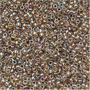حبات بذور Toho Round 15/0#994 'GOLD CLINE RAINBOW CRYSTAL' 8 غرام أنبوب