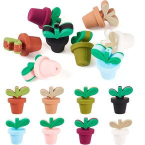 8pcs محفوظة بوعاء حبات السيليكون زهرة حبات السيليكون البؤري بؤر سوار القلم المرفوف حبات keychain keychain حبات 30x26mm للمجوهرات DIY مصنوعة الحرف اليدوية