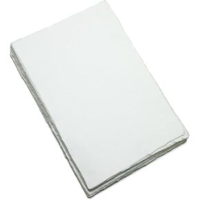 Fausta White Cotton Handmade Smooth Paper 25 Sheets 11.69" X 8.27" (A4) (400 GSM)| Cold-Pressed Paper for Sketching, Drawing, Invitations, Mixed Media