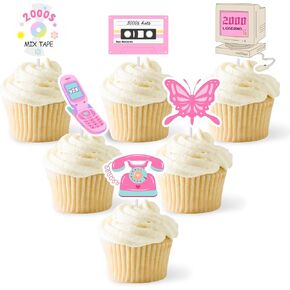 36pcs y2k 2000s cupcake topcake decorations pink party decoration