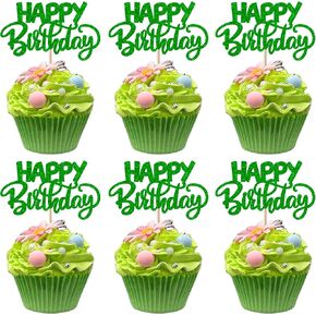 RSSTARXI 30 حزمة عيد ميلاد سعيد كب كيك أعلى الأقطار الوردي اللمعان HBD علامة موضوع كب كيك يختار الفتيات الرجال الرجال للنساء عيد ميلاد الاحتفال بزخارف الكعكة لوازم اللوازم