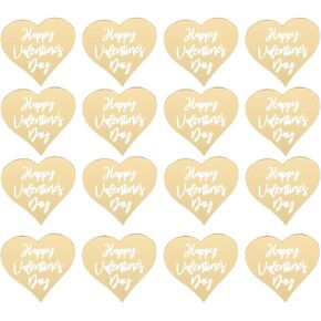 25pcs Happy Valentines Day Cupcake Toppers,Gold Acrylic Heart Cake Disc Heart Mirror Picks DIY Dessert Cup Cupcake Decorations Supplies for Valentines Day Anniversary A