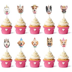 30 PCS PET Dog Cupcake Toppers ، Dogender Birthday Party Decorts ، Topper Cake Cake Topper