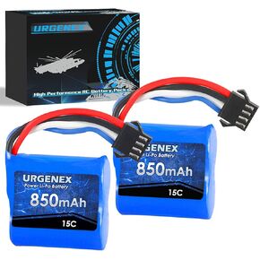 بطارية Urgenex Lipo 850mAh 7.4v (2 × 3.7 فولت) RC بطارية قارب مع SM-4P Plug UDI001 RC Boats بطاريات متوافقة مع RC Boat UDI008