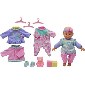 مجموعة Dream: My Lil Wardrobe - Pink ، Purple ، Teal - 14 "Doll Soft Soft ، Mix & Match ، ملحقات 3 مساءً ، اللعب التظاهر ، الأطفال 2+
