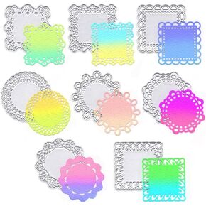ALIBBON 8 Pcs Label Die Cuts for Card Making, Lace Tags Cutting Dies Metal Template Molds, Lace Edge Frame Dies for Crafting DIY Photo Album Paper Embossing Scrapbooking Supplies