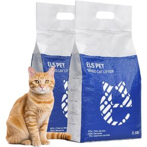 2PCS 3 in 1 Mixed Cat Litter，Strong Clumping Cat Litters,Odor Control and Unscented Ultra Absorbent Water Flushable Bentonite Tofu Cat Litter,Dust-Free,5.5 lbs/Bag