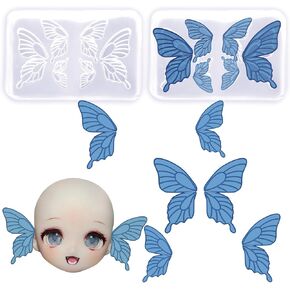2 Pieces Mini Butterflies Silicone Molds for Doll Dollhouse Tiny Resin Earring Molds Micro Butterfly for Crafts Fairy Garden Decoration
