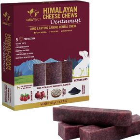 Dentamust Himalayan Cheese Chews for Dogs - Cranberry | طويل الأمد ، جميع المضغ الطبيعي للكلاب المتوسطة | خالية من الحبوب | خالية من الجلود | يساعد في أمراض اللثة | غني الكالسيوم (6.8 أوقية ، حزمة من 3)