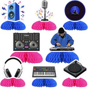 8pcs dj تحت عنوان قرص العسل المركزية ، زينة ، موسيقى ديسكو الهيب هوب أغطية أعلى القبعات الحفل