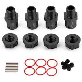 Aluminum Alloy +13mm Wide Wheel Hex Hub Upgrade Parts for Arrma 1/7 Mojave Infraction Felony Limitless Fireteam 1/8 Kraton Outcast 6S BLX (Red)