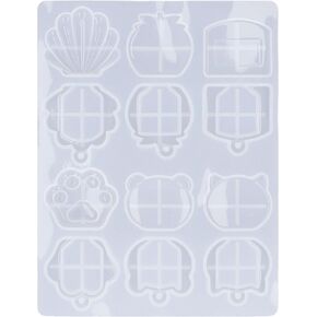 Resin Keychain Molds, Resin Molds Silicone Flexible Translucent Reusable 6 Shape Silicone Material House Key Cover Molds