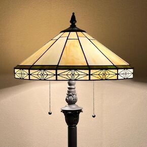 Capulina Tiffany Floor Lamp 2-Light 16x16x63 Inches Vintage Cream Style Stained Glass Standing Reading Lamp for Living Room Bedroom Office Home