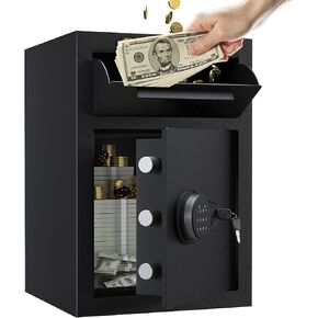 2.6 Cub Dropervory Drop Safe Box مع Slot Slot: Money Safe Box مع مزيج رقمي ومضاد للصيد - مربع آمن للنقد والوثائق والبنادق والأشياء الثمينة