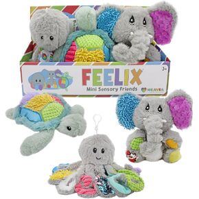 Sensory Plush Gift Set (Set of 3); Mini Friends, Octopus, Elephant, and Turtle Stuffed Toys