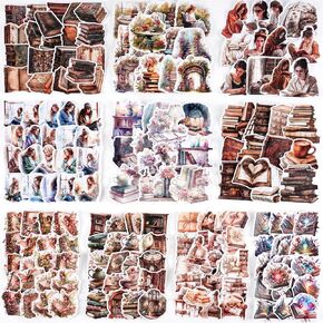 10 Set Scrapbook Stickers, Vintage Book and Vintage Aesthetic Fashion Scrapbook Stickers for Bullet Journal Art Diary Craft Gifts Planner Notebook