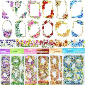 200Pcs Floral Scrapbook Stickers Kit 36Sheets PET Vintage Natural Flowers Stickers for Scrapbooking Supplies Aesthetic Junk Journal Journaling Craft