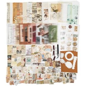 251PCS Vintage Scrapbook Supplies Pack, Scrapbooking Paper and Stickers Ephemera Bundle Junk Journal Kit for Art Aesthetic Journaling Collage Decoupage Craft (Space)
