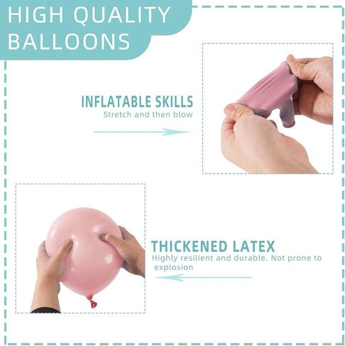Boho Pink Balloon Arch Kit -134PCS Retro Blush Pastel Pink Balloons, Shatterproof & Easy Assembly for Baby Showers, Birthdays, Weddings, Girls' Party Decor in Saudi Arabia