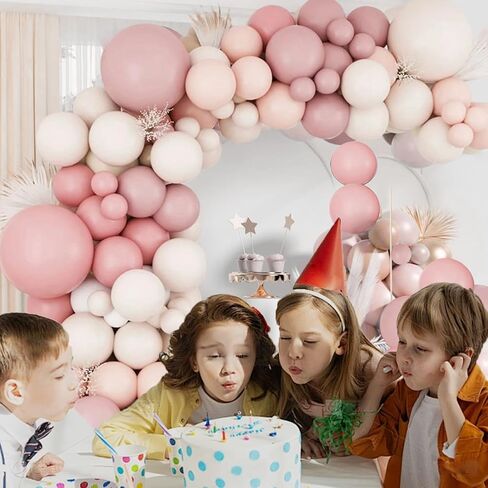 Boho Pink Balloon Arch Kit -134PCS Retro Blush Pastel Pink Balloons, Shatterproof & Easy Assembly for Baby Showers, Birthdays, Weddings, Girls' Party Decor in Saudi Arabia