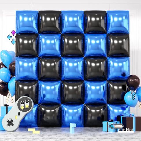 Pearl Blue and White Square Foil Balloon Wall,19 Inches Double Sided Chrome Square Balloons Tunnel Arch Kit for Birthday,Bachelorette,Anniversary,Baby Shower Party Decorations in Saudi Arabia