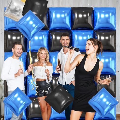 Pearl Blue and White Square Foil Balloon Wall,19 Inches Double Sided Chrome Square Balloons Tunnel Arch Kit for Birthday,Bachelorette,Anniversary,Baby Shower Party Decorations in Saudi Arabia