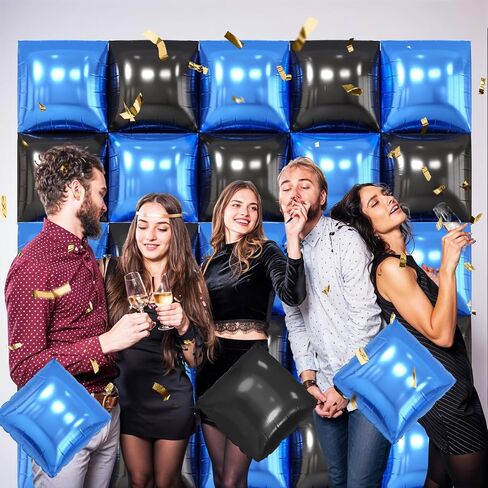 Pearl Blue and White Square Foil Balloon Wall,19 Inches Double Sided Chrome Square Balloons Tunnel Arch Kit for Birthday,Bachelorette,Anniversary,Baby Shower Party Decorations in Saudi Arabia