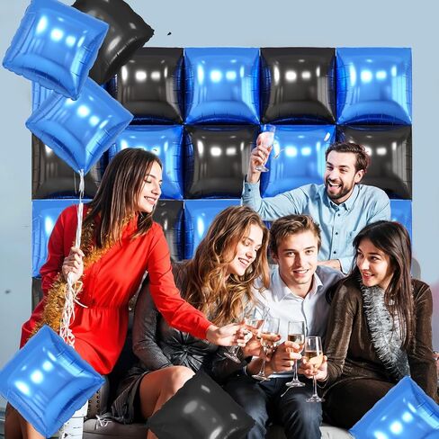 Pearl Blue and White Square Foil Balloon Wall,19 Inches Double Sided Chrome Square Balloons Tunnel Arch Kit for Birthday,Bachelorette,Anniversary,Baby Shower Party Decorations in Saudi Arabia