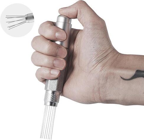 MHW-3BOMBER Retractable WDT Tool Espresso Distribution Tool with Magnetic Store, Adjustable Range Coffee Stirrer Tool for Barista, 0.4mm 8 Stainless Steel Needles with 8 Extra, Black, T6188B-OS in Kuwait