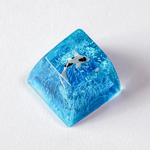 Datkey the Koi Fish Keycap Resin Custom koi sa key profile cap rgb لوحة المفاتيح Cherry Mx Mexhical Koi Fish Resin Handmade Keycap (Red Koi (خلفية برتقالية أسود) ، SA) in Saudi Arabia