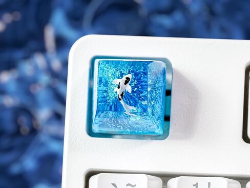 Datkey the Koi Fish Keycap Resin Custom koi sa key profile cap rgb لوحة المفاتيح Cherry Mx Mexhical Koi Fish Resin Handmade Keycap (Red Koi (خلفية برتقالية أسود) ، SA) in Saudi Arabia