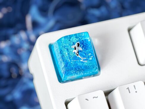 Datkey the Koi Fish Keycap Resin Custom koi sa key profile cap rgb لوحة المفاتيح Cherry Mx Mexhical Koi Fish Resin Handmade Keycap (Red Koi (خلفية برتقالية أسود) ، SA) in Saudi Arabia