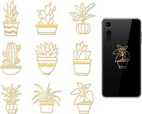OLYCRAFT 9pcs 1.6x1.6 Inch Golden Metal Stickers Potted Plants Metal Stickers Cactus Aloe Self Adhesive Stickers Plants Theme Epoxy Stickers Metal Sticker for DIY Scrapbooks Epoxy Resin Decoration in Saudi Arabia