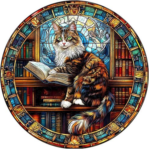 Wooden Puzzles for Adults - Challenging Dreamy Tabby Cat Adult Puzzle, Unique Animal Shaped Wooden Jigsaw Puzzles for Adults, Creative Gifts Family Games 8.5 * 6 in 100pcs in Saudi Arabia