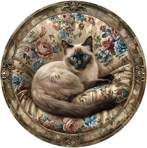 Wooden Puzzles for Adults - Challenging Dreamy Tabby Cat Adult Puzzle, Unique Animal Shaped Wooden Jigsaw Puzzles for Adults, Creative Gifts Family Games 8.5 * 6 in 100pcs in Saudi Arabia